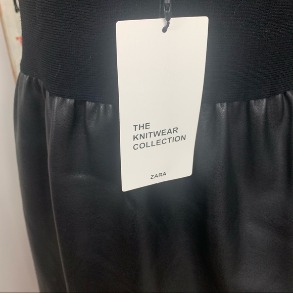 Zara Knit Faux leather cross strap dress new - Picture 13 of 16